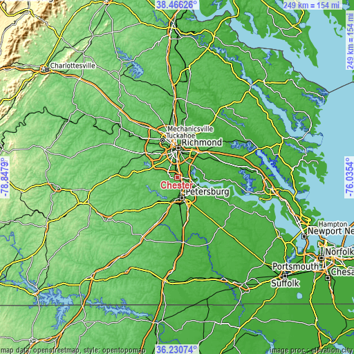 Topographic map of Chester