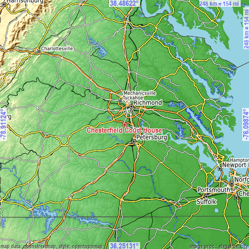 Topographic map of Chesterfield Court House