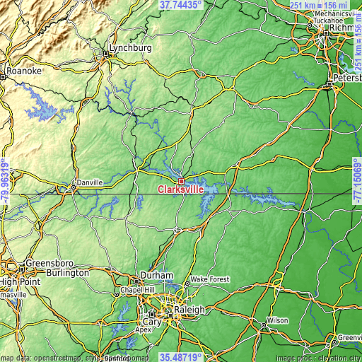 Topographic map of Clarksville