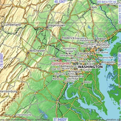 Topographic map of Countryside