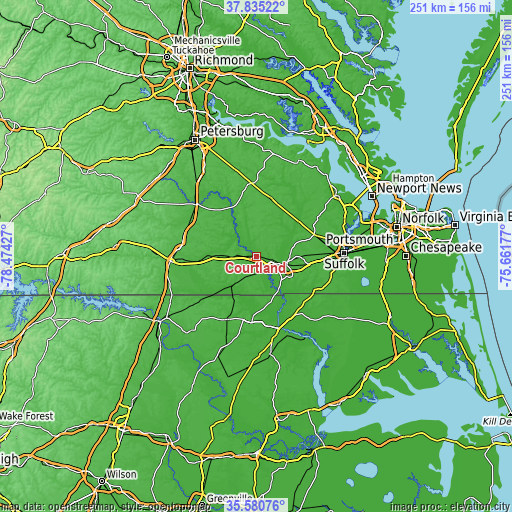 Topographic map of Courtland