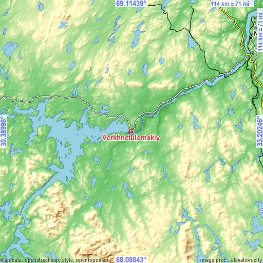 Topographic map of Verkhnetulomskiy