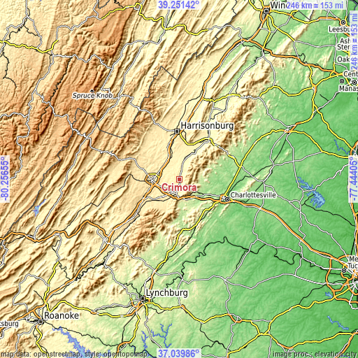 Topographic map of Crimora