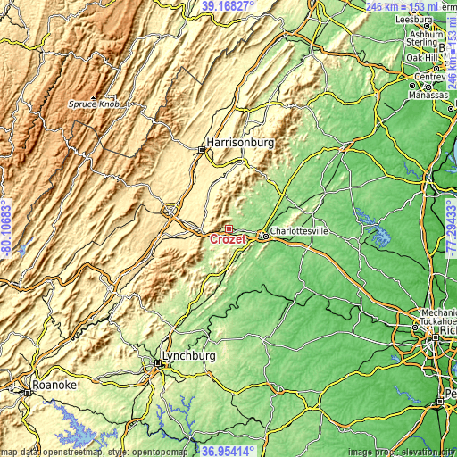 Topographic map of Crozet