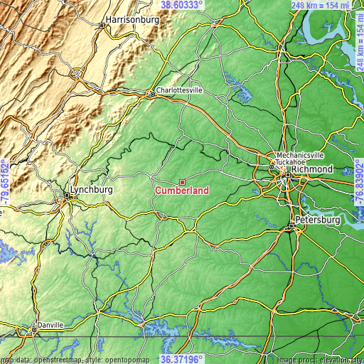 Topographic map of Cumberland