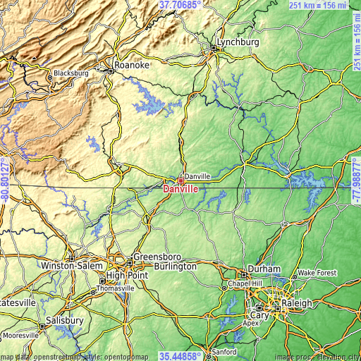 Topographic map of Danville