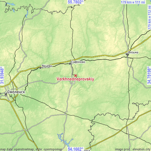 Topographic map of Verkhnedneprovskiy