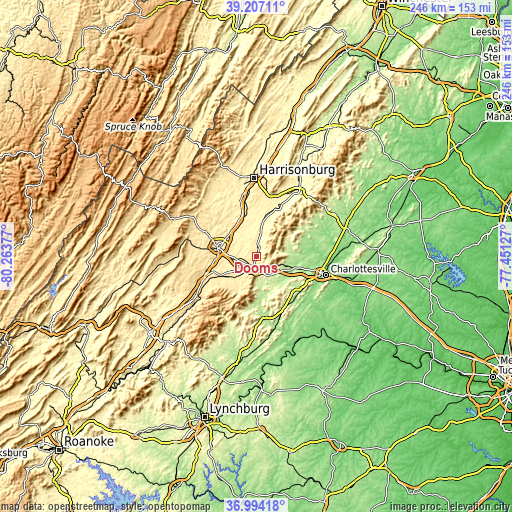 Topographic map of Dooms