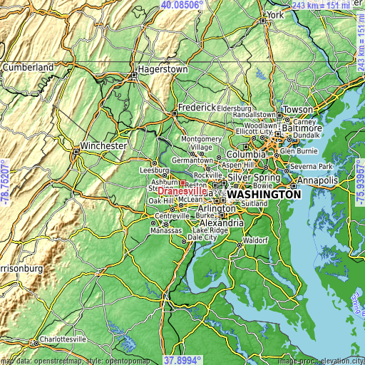 Topographic map of Dranesville