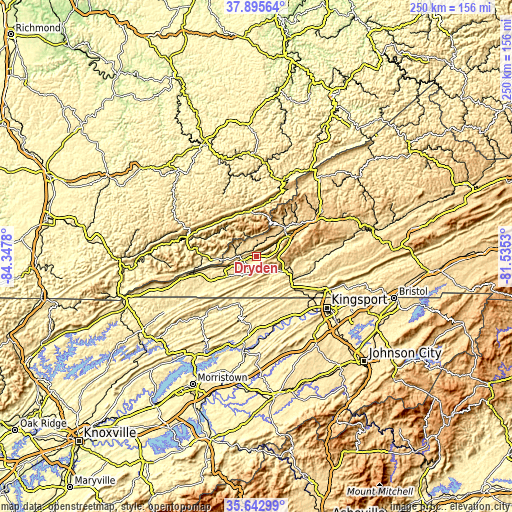 Topographic map of Dryden