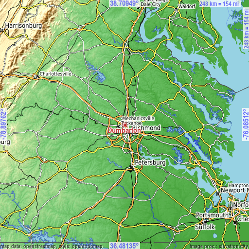 Topographic map of Dumbarton