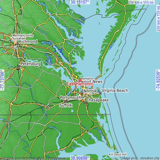Topographic map of East Hampton