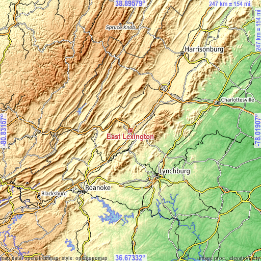 Topographic map of East Lexington