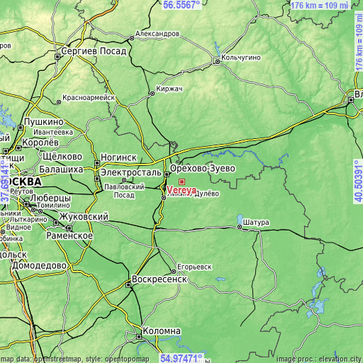 Topographic map of Vereya