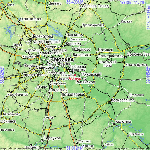 Topographic map of Vereya