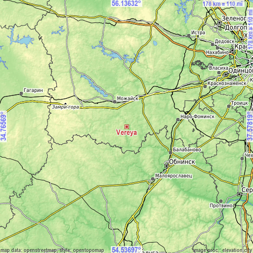 Topographic map of Vereya