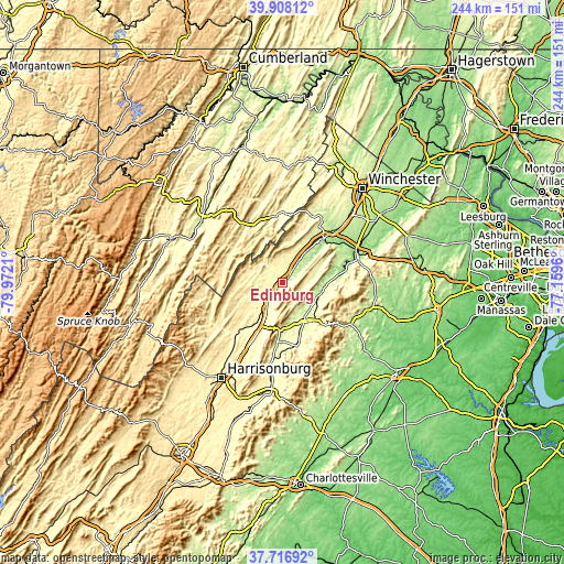 Topographic map of Edinburg