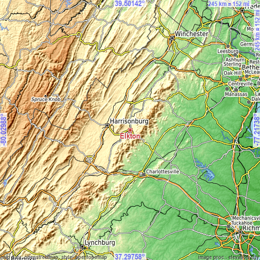 Topographic map of Elkton