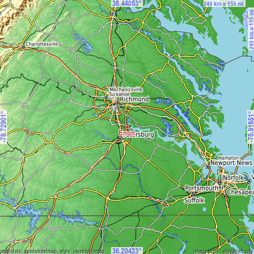 Topographic map of Enon