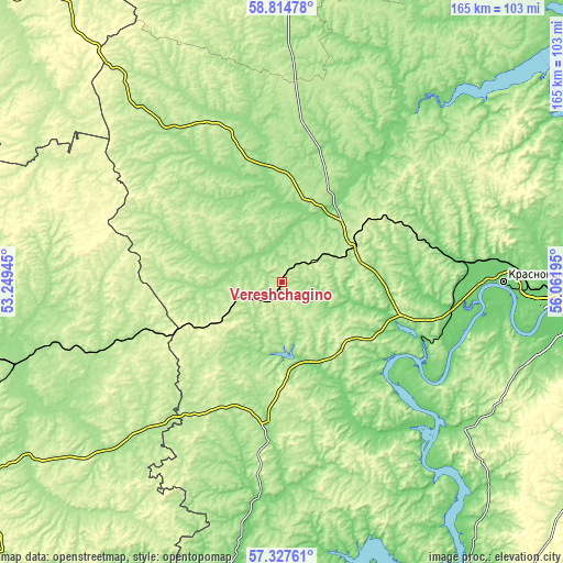 Topographic map of Vereshchagino