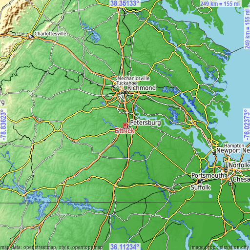 Topographic map of Ettrick