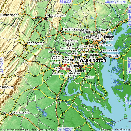 Topographic map of Fairfax