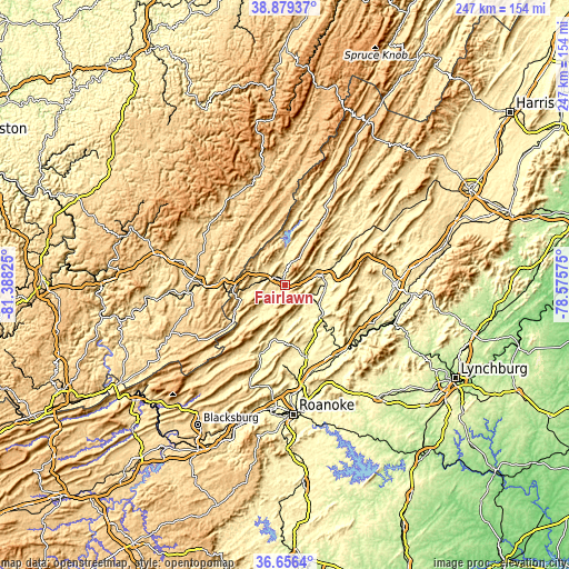 Topographic map of Fairlawn