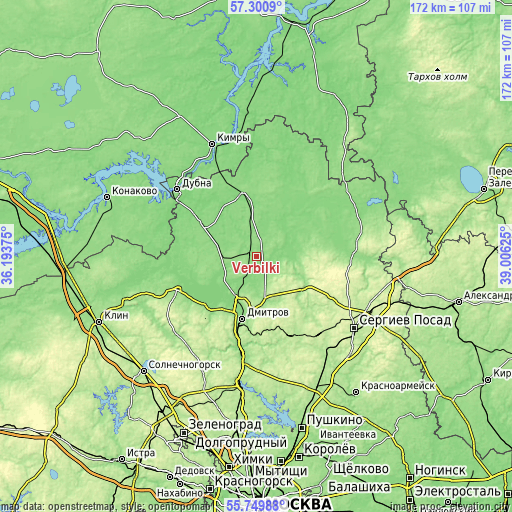 Topographic map of Verbilki