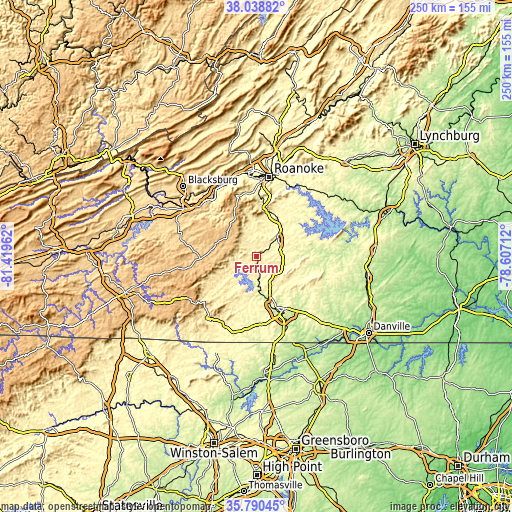 Topographic map of Ferrum