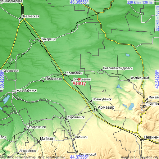 Topographic map of Ventsy