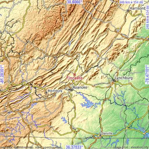 Topographic map of Fincastle