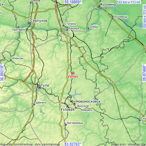 Topographic map of Venëv