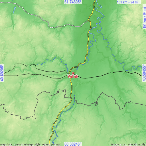 Topographic map of Vel’sk