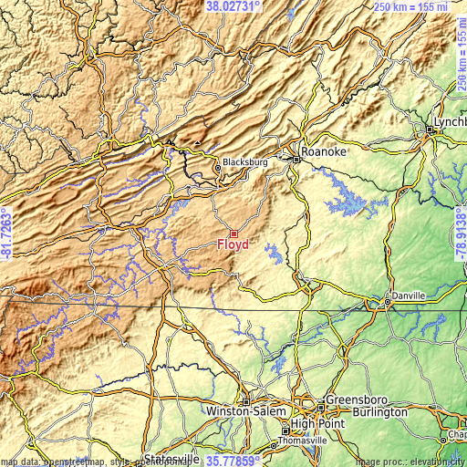 Topographic map of Floyd