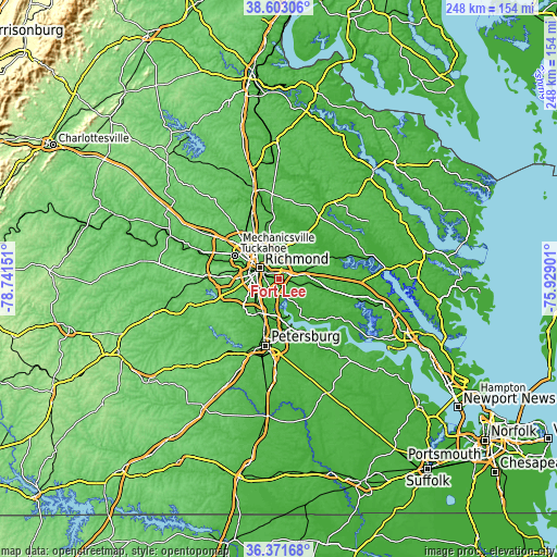 Topographic map of Fort Lee