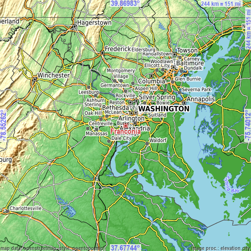 Topographic map of Franconia