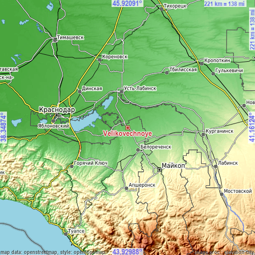 Topographic map of Velikovechnoye