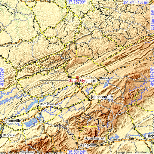 Topographic map of Gate City