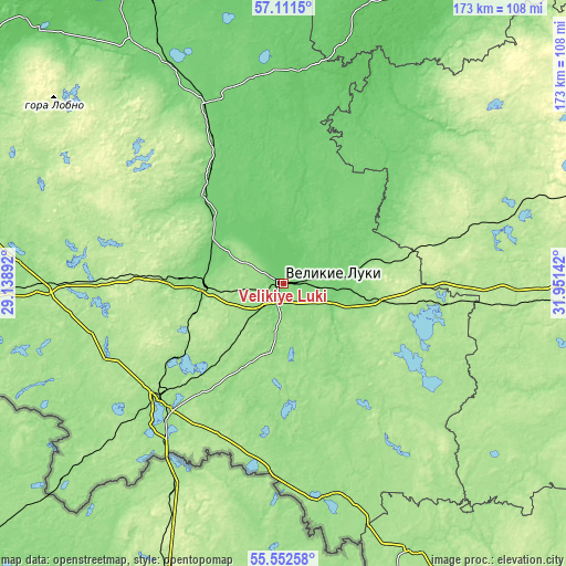 Topographic map of Velikiye Luki