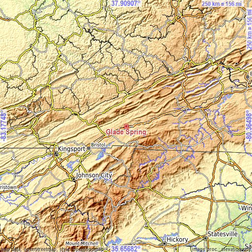 Topographic map of Glade Spring