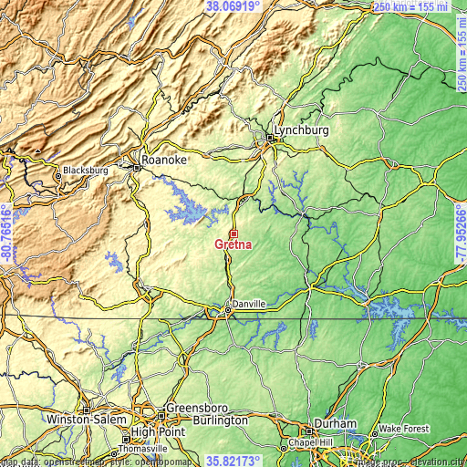 Topographic map of Gretna