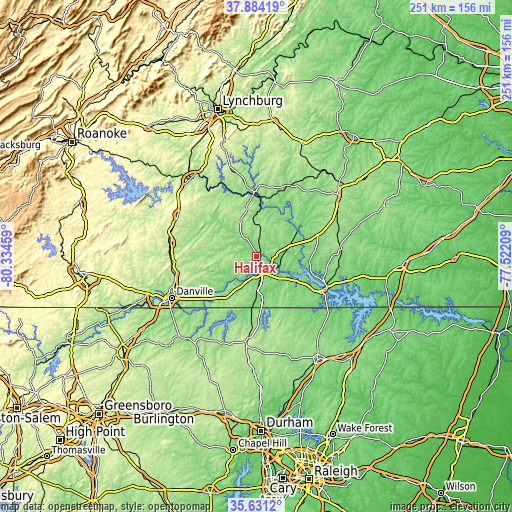 Topographic map of Halifax