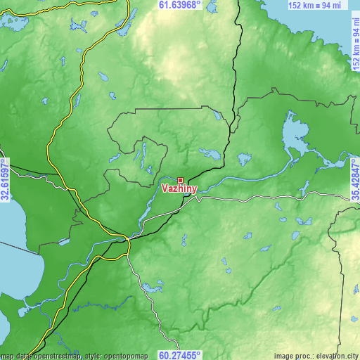 Topographic map of Vazhiny
