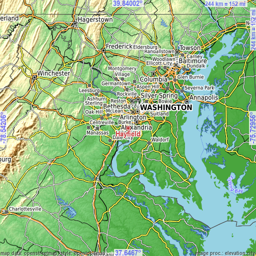 Topographic map of Hayfield