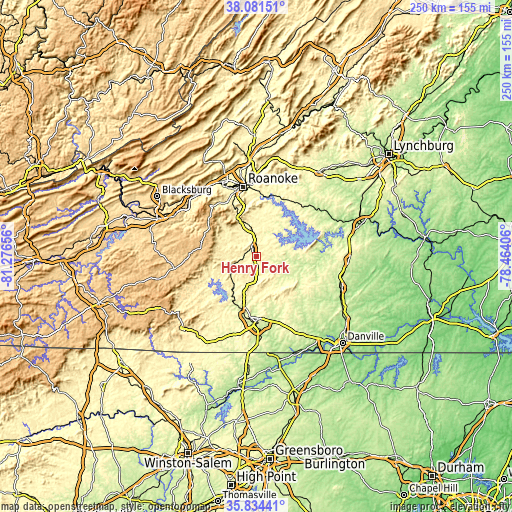 Topographic map of Henry Fork