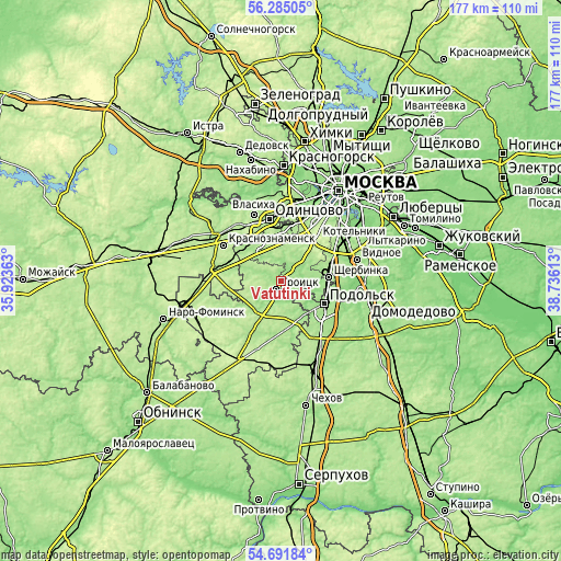 Topographic map of Vatutinki