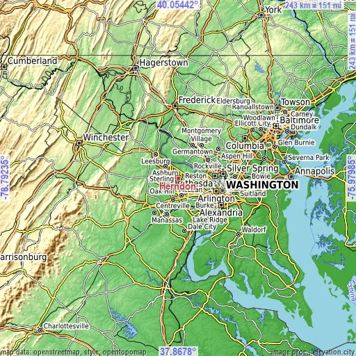 Topographic map of Herndon