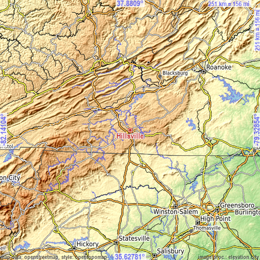 Topographic map of Hillsville