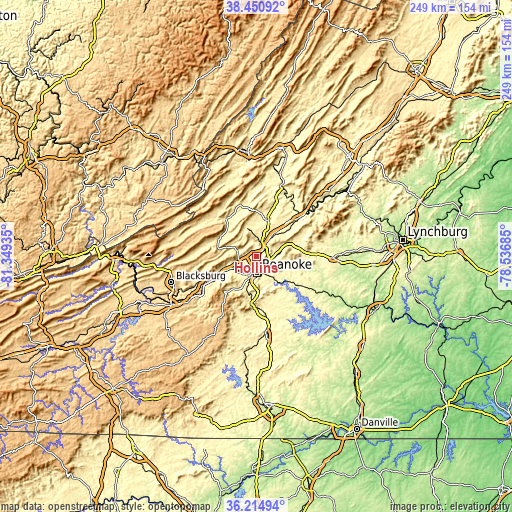 Topographic map of Hollins