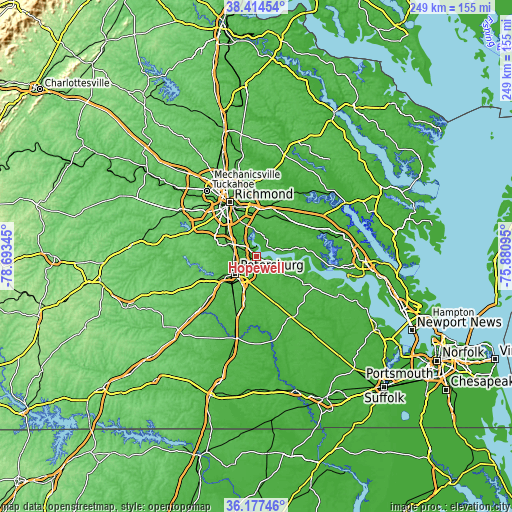 Topographic map of Hopewell